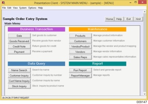 Application Menu Screen