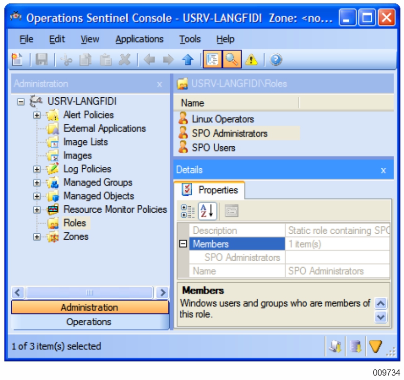Roles Node in Administration Mode