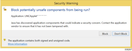 Presentation Client — Security Warning Message