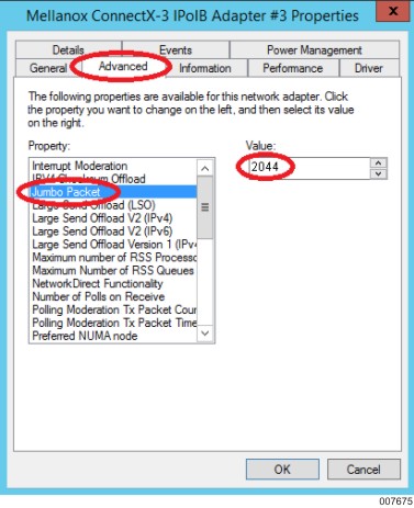 Mellanox Properties Window
