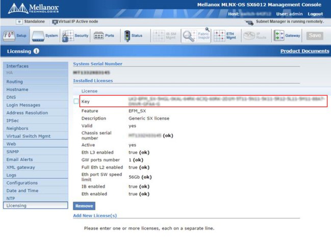 InfiniBand-Ethernet Gateway Switch Licensing Page